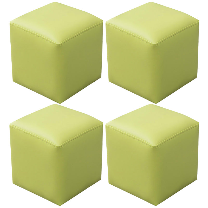 Pink Stain Resistant Pouf Solid Color Square Pouf for Living Room