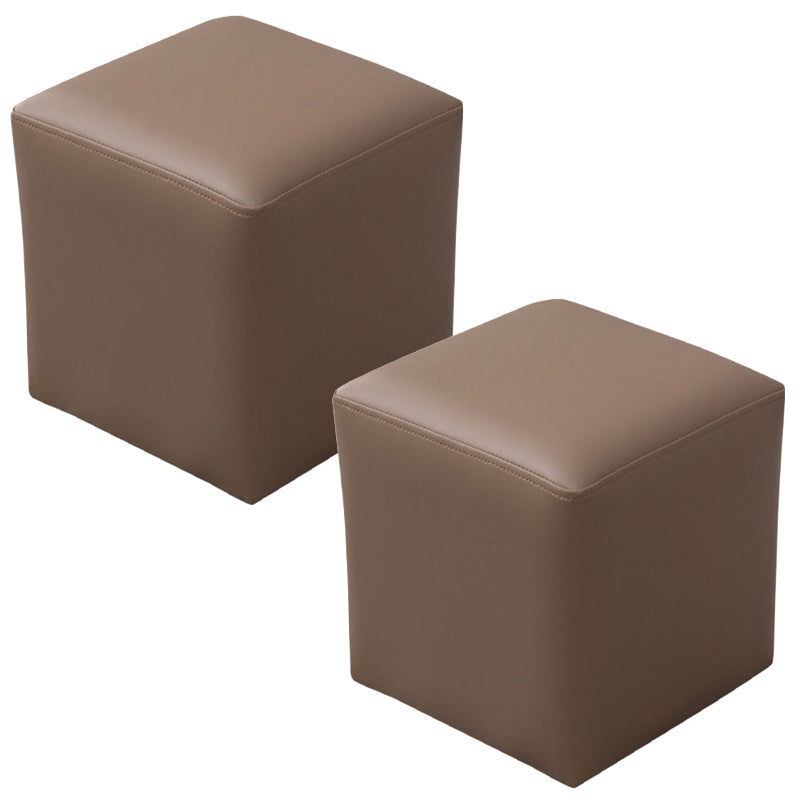 Pink Stain Resistant Pouf Solid Color Square Pouf for Living Room