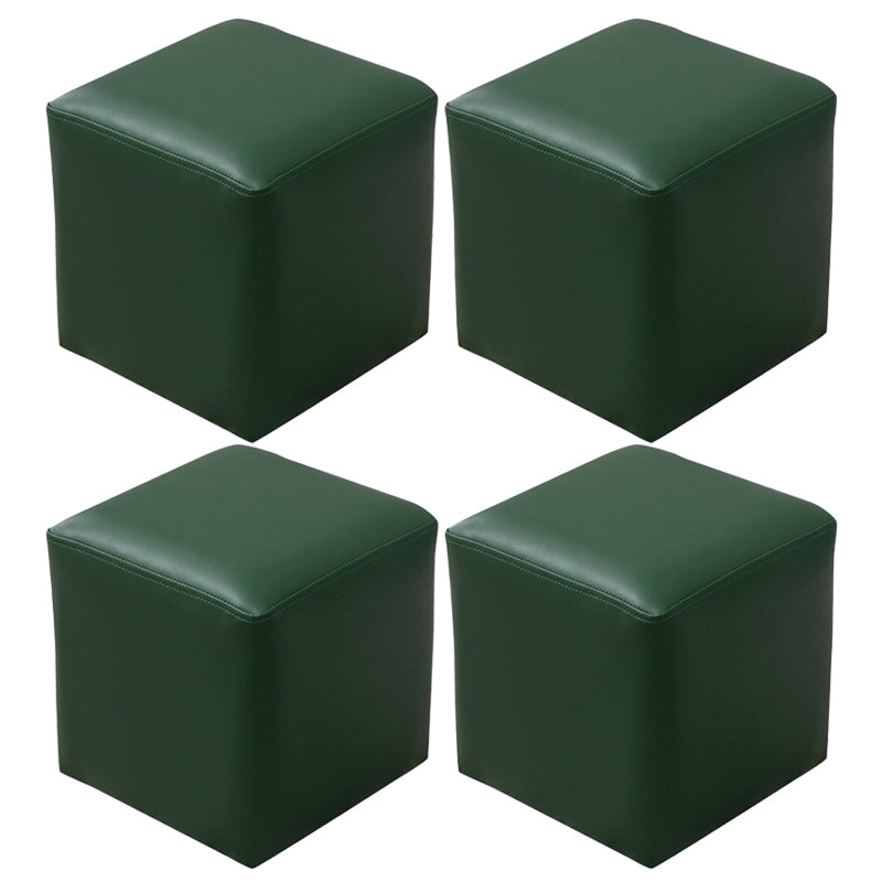 Pink Stain Resistant Pouf Solid Color Square Pouf for Living Room