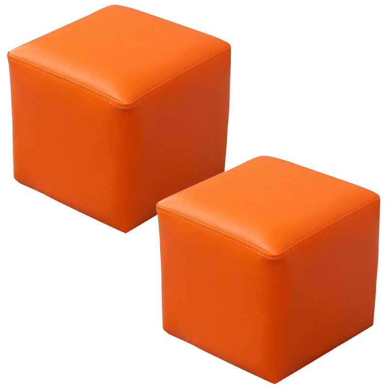 Pink Stain Resistant Pouf Solid Color Square Pouf for Living Room