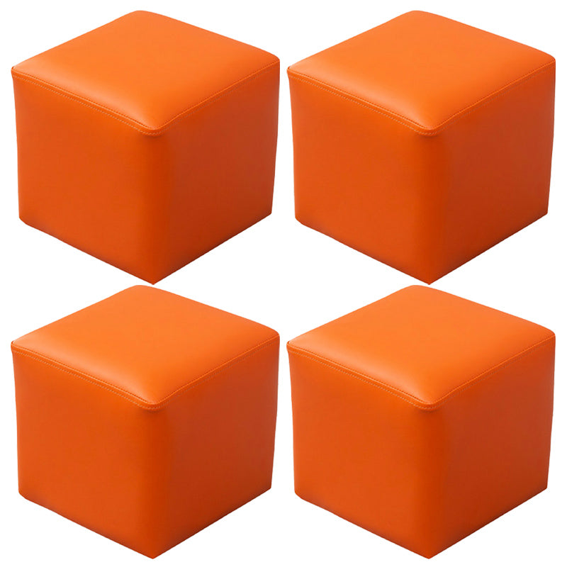 Pink Stain Resistant Pouf Solid Color Square Pouf for Living Room