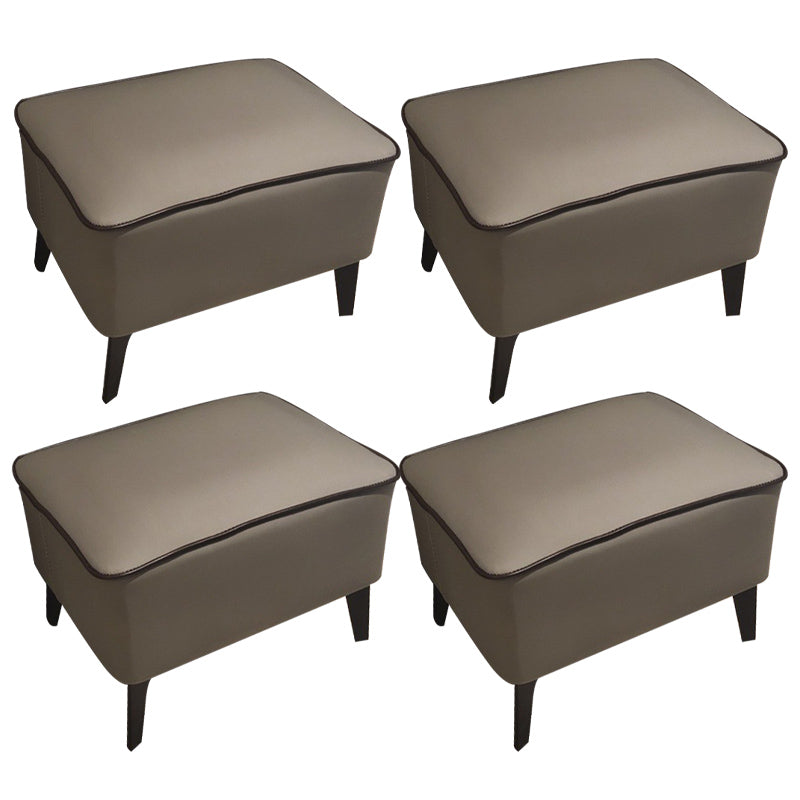 Mid-Century Modern Ottoman Faux Leather Upholstered Solid Color Ottoman with Chair Legs