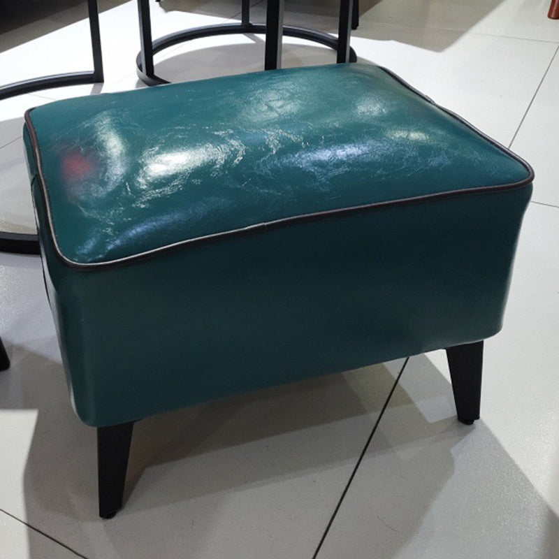 Mid-Century Modern Ottoman Faux Leather Upholstered Solid Color Ottoman with Chair Legs
