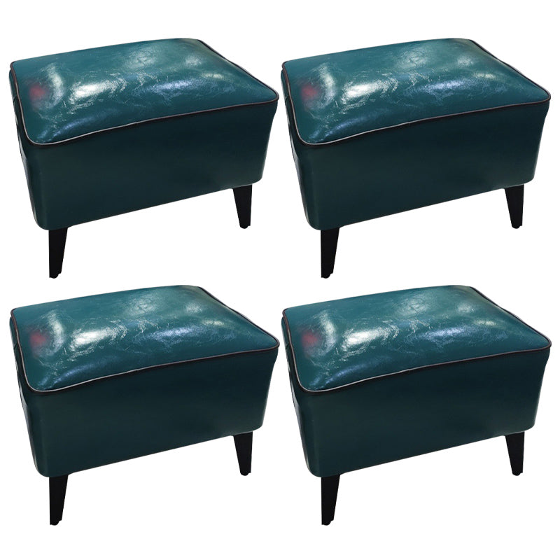 Mid-Century Modern Ottoman Faux Leather Upholstered Solid Color Ottoman with Chair Legs