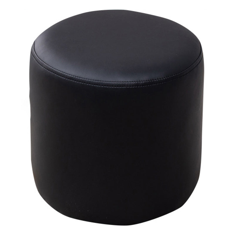Contemporary Pouf Ottoman Faux Leather Upholstered Solid Color Ottoman