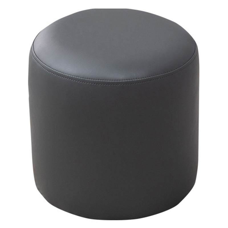 Contemporary Pouf Ottoman Faux Leather Upholstered Solid Color Ottoman