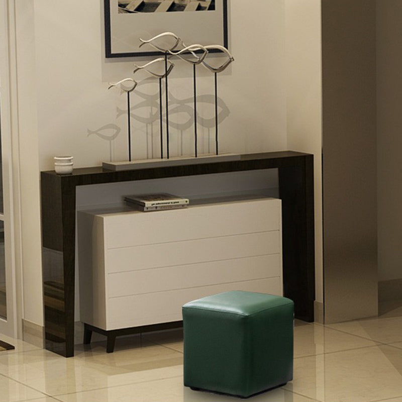 Contemporary Pouf Ottoman Faux Leather Upholstered Solid Color Ottoman