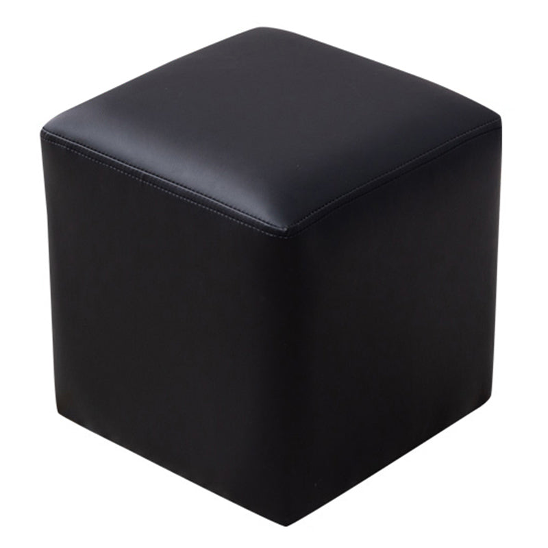 Contemporary Pouf Ottoman Faux Leather Upholstered Solid Color Ottoman