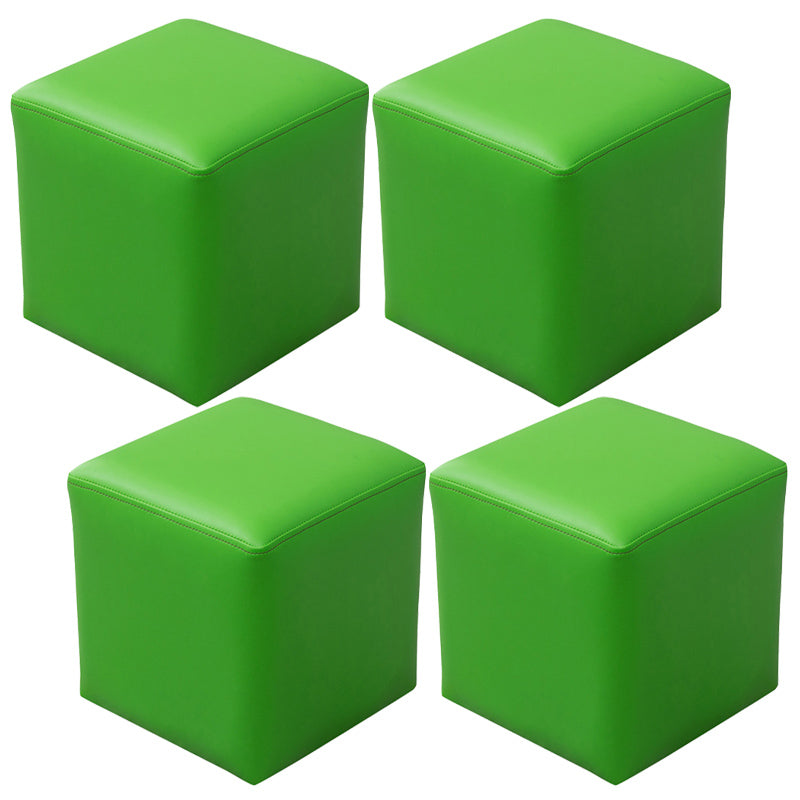 Contemporary Pouf Ottoman Faux Leather Upholstered Solid Color Ottoman