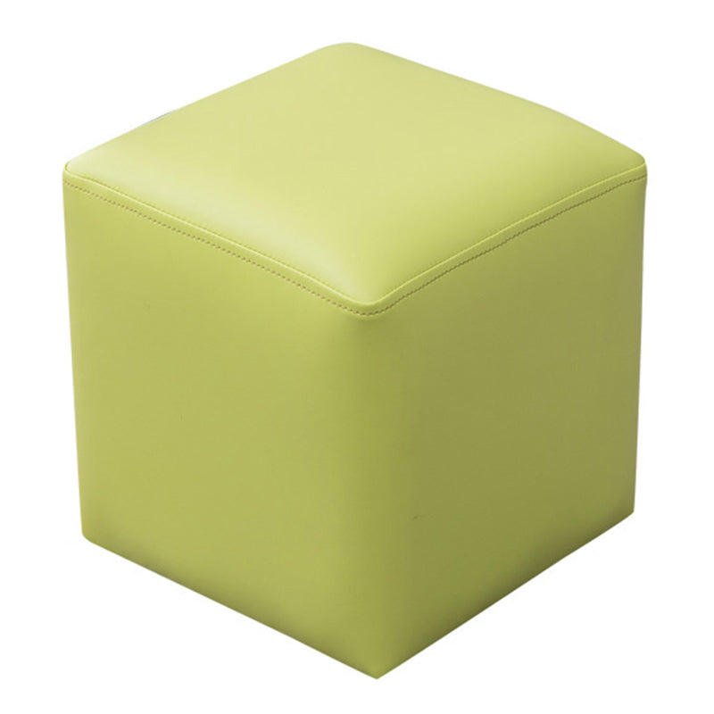 Contemporary Pouf Ottoman Faux Leather Upholstered Solid Color Ottoman