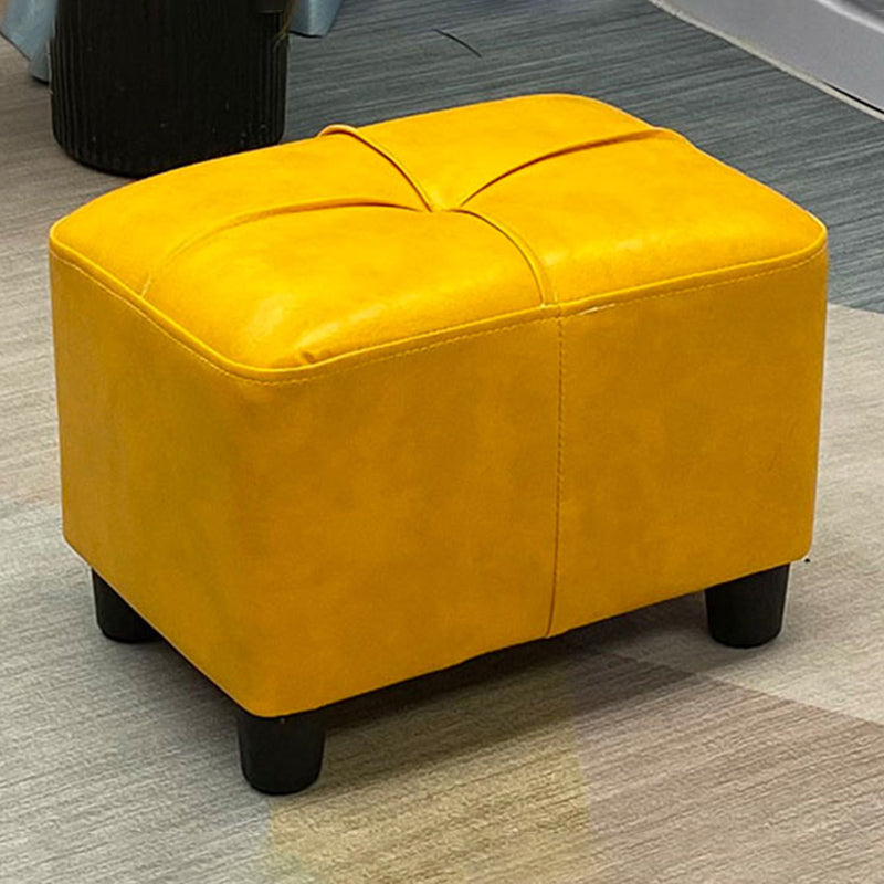 Contemporary Pouf Rectangle Plain Faux Leather Tufted Water Resistant Pouf Ottoman