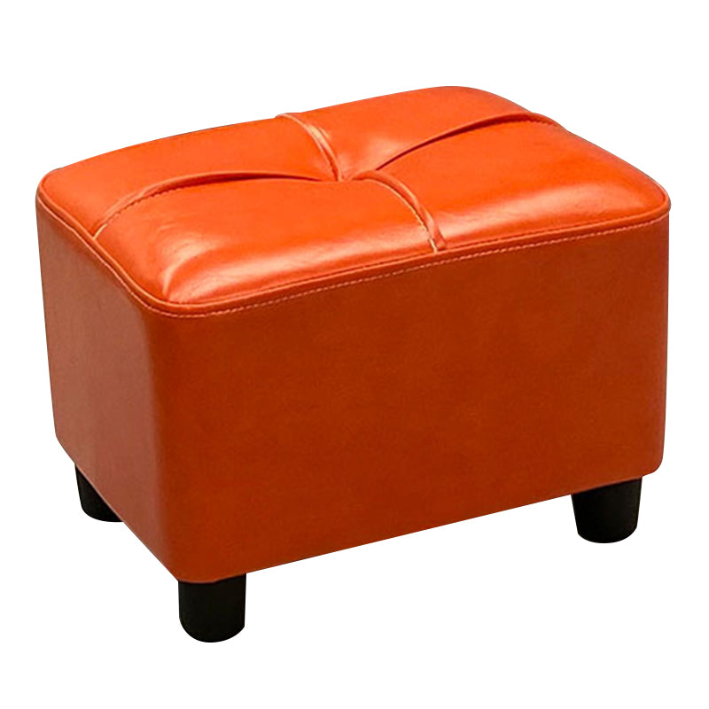 Contemporary Pouf Rectangle Plain Faux Leather Tufted Water Resistant Pouf Ottoman