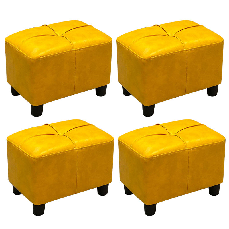 Contemporary Pouf Rectangle Plain Faux Leather Tufted Water Resistant Pouf Ottoman