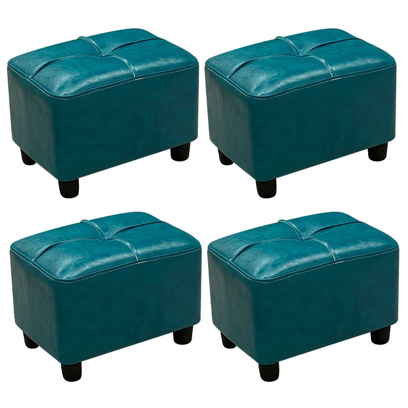 Contemporary Pouf Rectangle Plain Faux Leather Tufted Water Resistant Pouf Ottoman