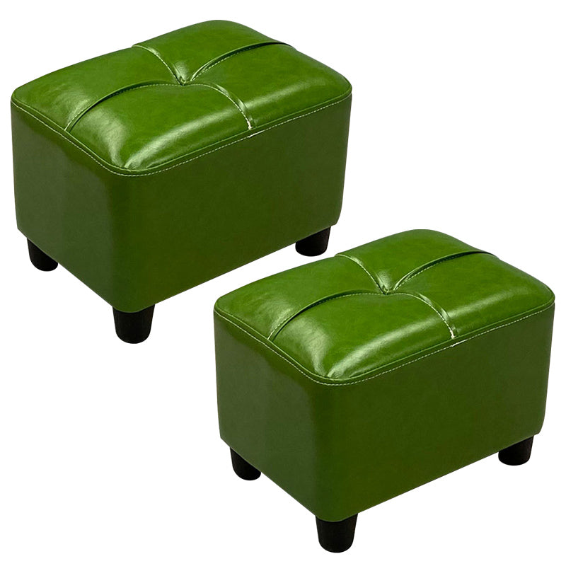 Contemporary Pouf Rectangle Plain Faux Leather Tufted Water Resistant Pouf Ottoman