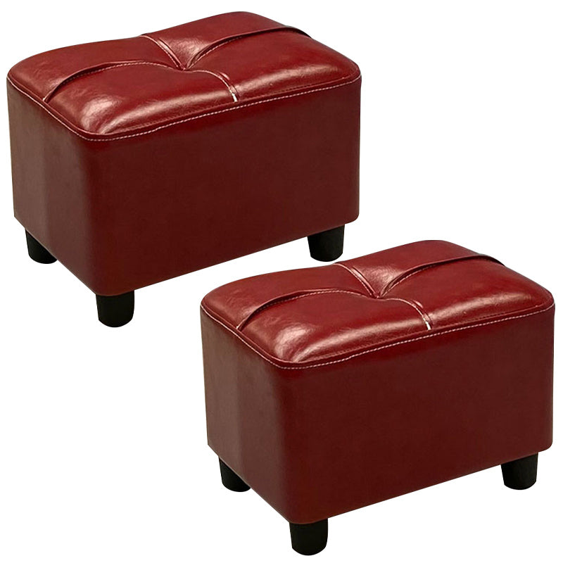 Contemporary Pouf Rectangle Plain Faux Leather Tufted Water Resistant Pouf Ottoman