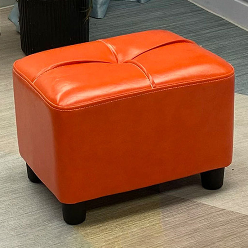 Contemporary Pouf Rectangle Plain Faux Leather Tufted Water Resistant Pouf Ottoman