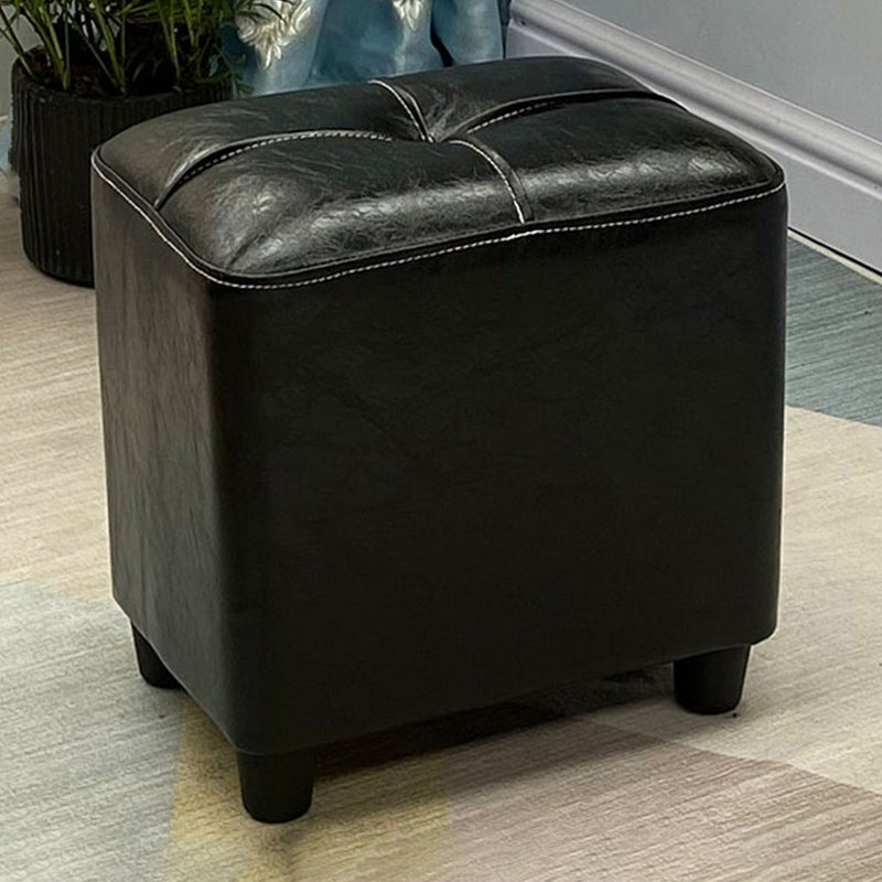 Contemporary Pouf Rectangle Plain Faux Leather Tufted Water Resistant Pouf Ottoman