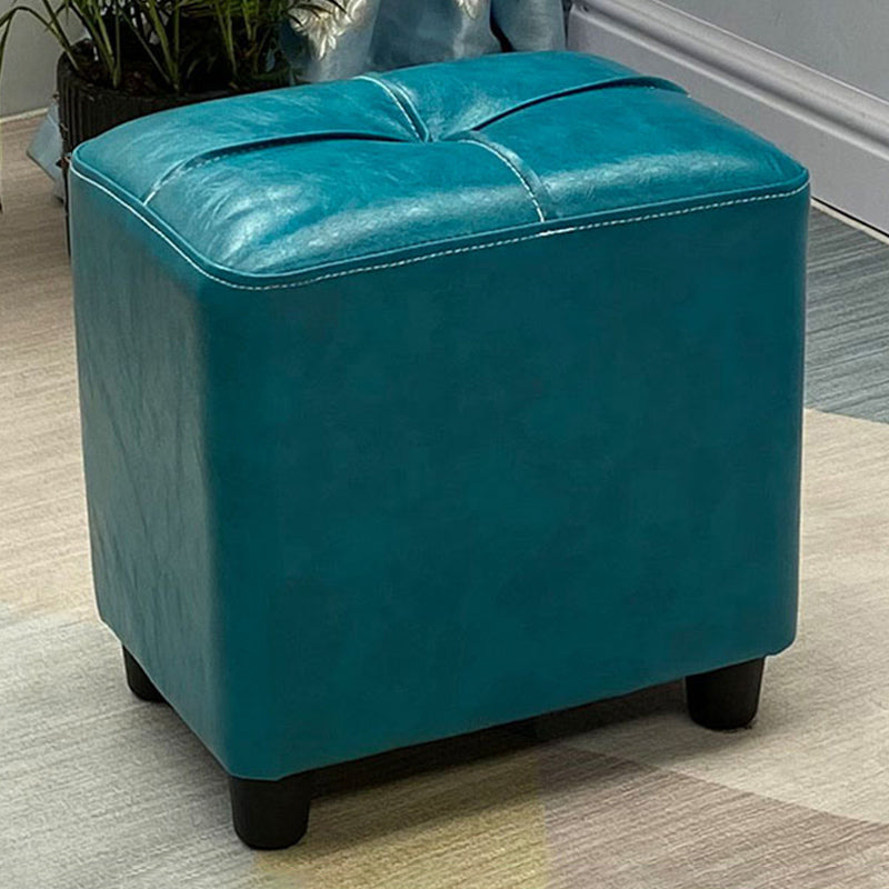 Contemporary Pouf Rectangle Plain Faux Leather Tufted Water Resistant Pouf Ottoman