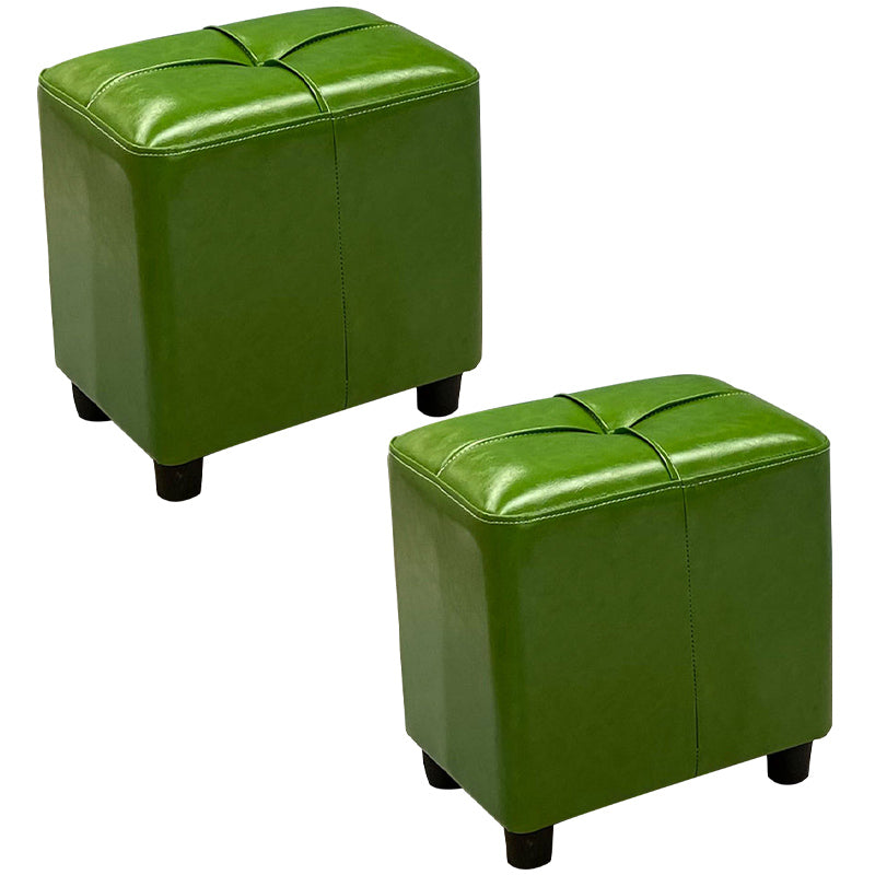 Contemporary Pouf Rectangle Plain Faux Leather Tufted Water Resistant Pouf Ottoman