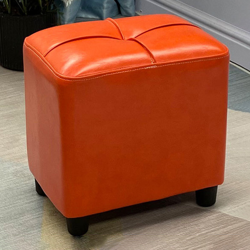 Contemporary Pouf Rectangle Plain Faux Leather Tufted Water Resistant Pouf Ottoman