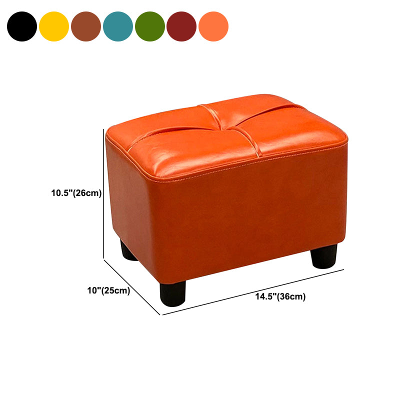 Contemporary Pouf Rectangle Plain Faux Leather Tufted Water Resistant Pouf Ottoman