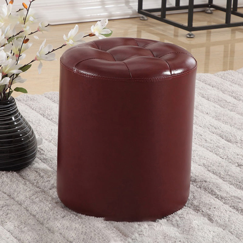 Wine Red Modern Pouf Water Resistant Round Pouf for Drawing Room