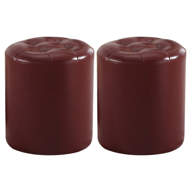 Wine Red Modern Pouf Water Resistant Round Pouf for Drawing Room