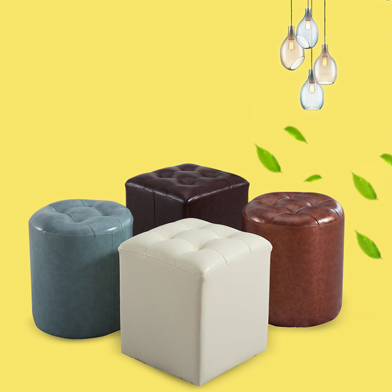 Wine Red Modern Pouf Water Resistant Round Pouf for Drawing Room