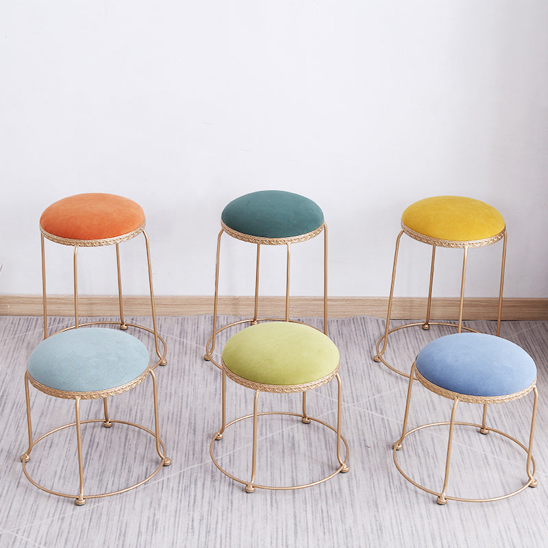 Modern Standard Round Whole Colored Velvet Metal Frame Fade Resistant Ottoman