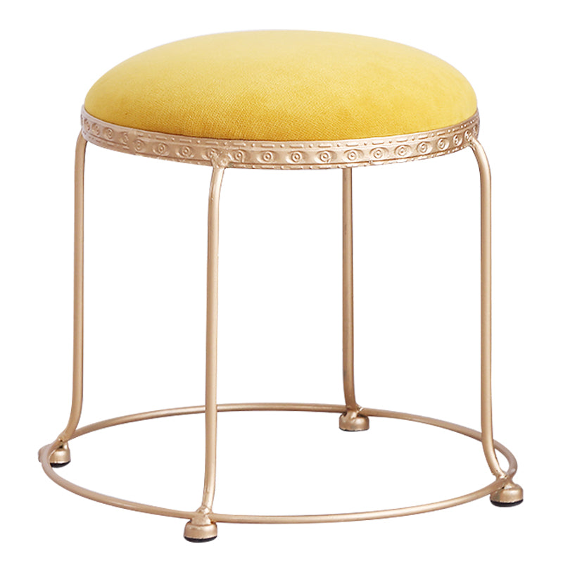 Modern Standard Round Whole Colored Velvet Metal Frame Fade Resistant Ottoman