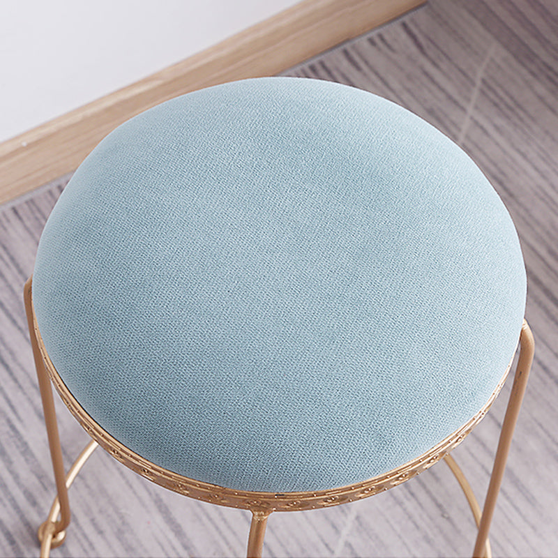 Modern Standard Round Whole Colored Velvet Metal Frame Fade Resistant Ottoman