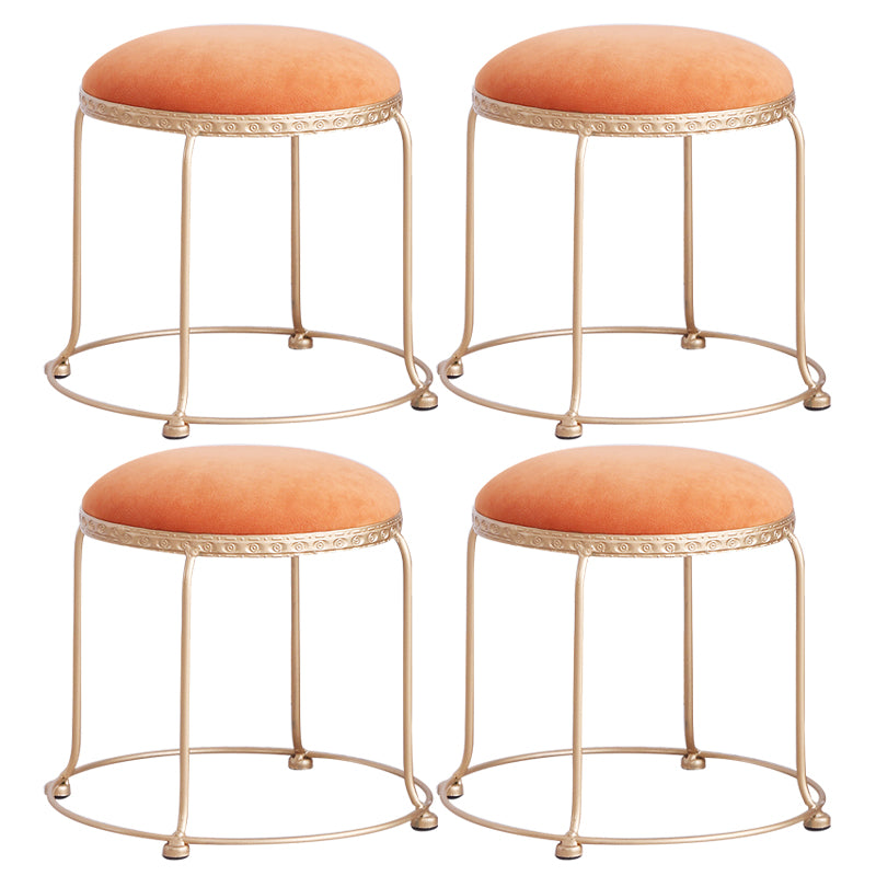 Modern Standard Round Whole Colored Velvet Metal Frame Fade Resistant Ottoman