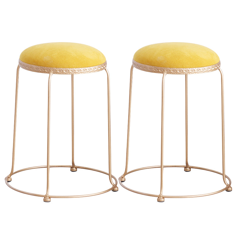 Modern Standard Round Whole Colored Velvet Metal Frame Fade Resistant Ottoman