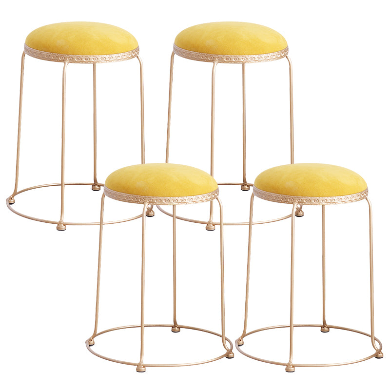 Modern Standard Round Whole Colored Velvet Metal Frame Fade Resistant Ottoman