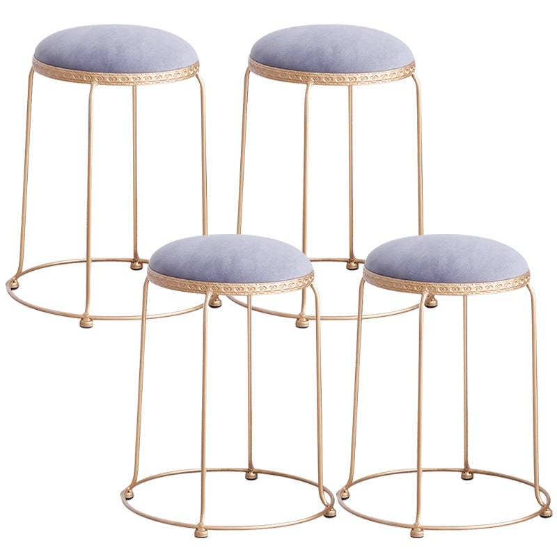 Modern Standard Round Whole Colored Velvet Metal Frame Fade Resistant Ottoman