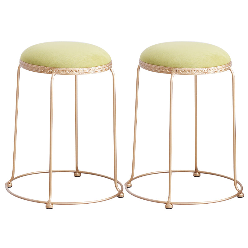 Modern Standard Round Whole Colored Velvet Metal Frame Fade Resistant Ottoman
