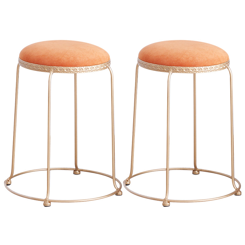 Modern Standard Round Whole Colored Velvet Metal Frame Fade Resistant Ottoman