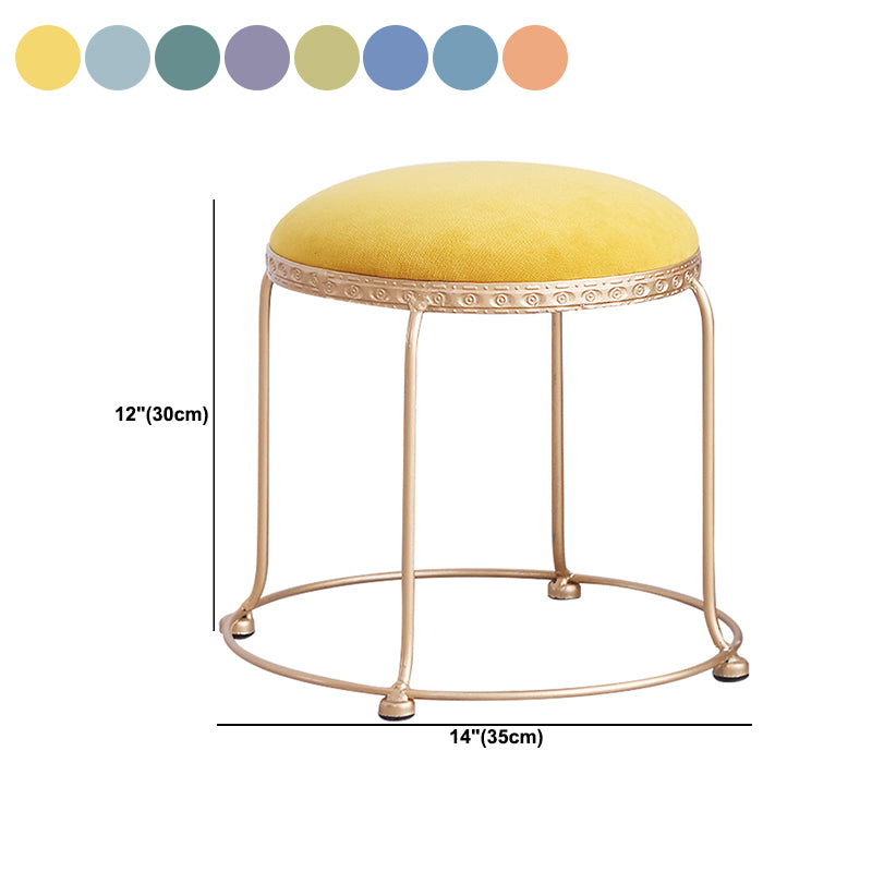 Modern Standard Round Whole Colored Velvet Metal Frame Fade Resistant Ottoman