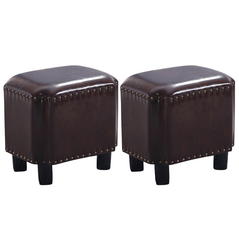 Dark Brown Modern Standard Leather Stain Resistant Rectangle Indoor Standard