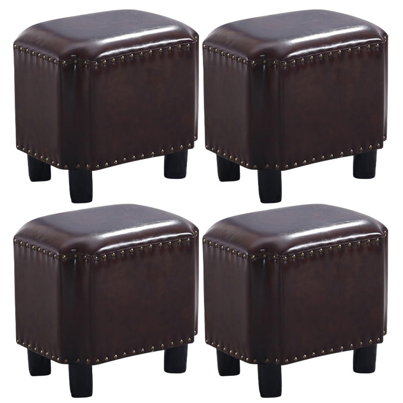 Dark Brown Modern Standard Leather Stain Resistant Rectangle Indoor Standard