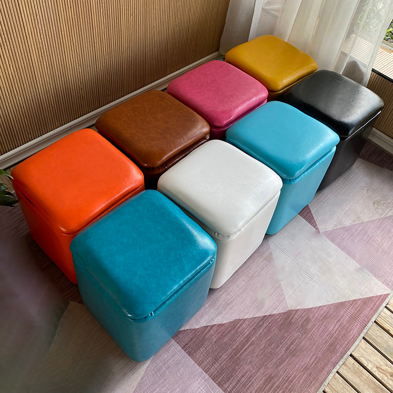 Solid Ottoman Modern Stain Resistant Faux Leather Ottoman with Storage