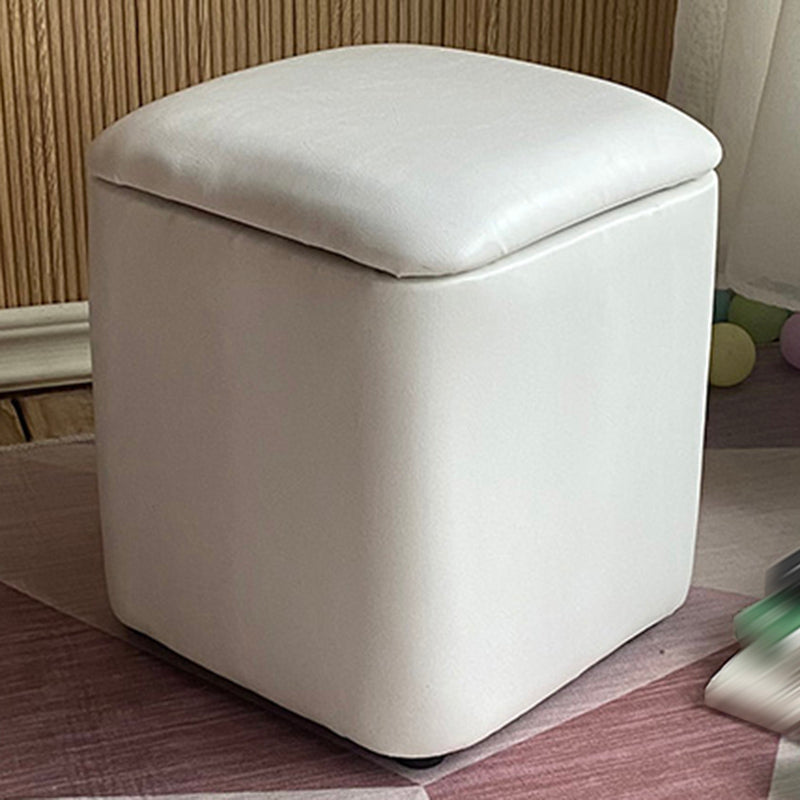 Solid Ottoman Modern Stain Resistant Faux Leather Ottoman with Storage