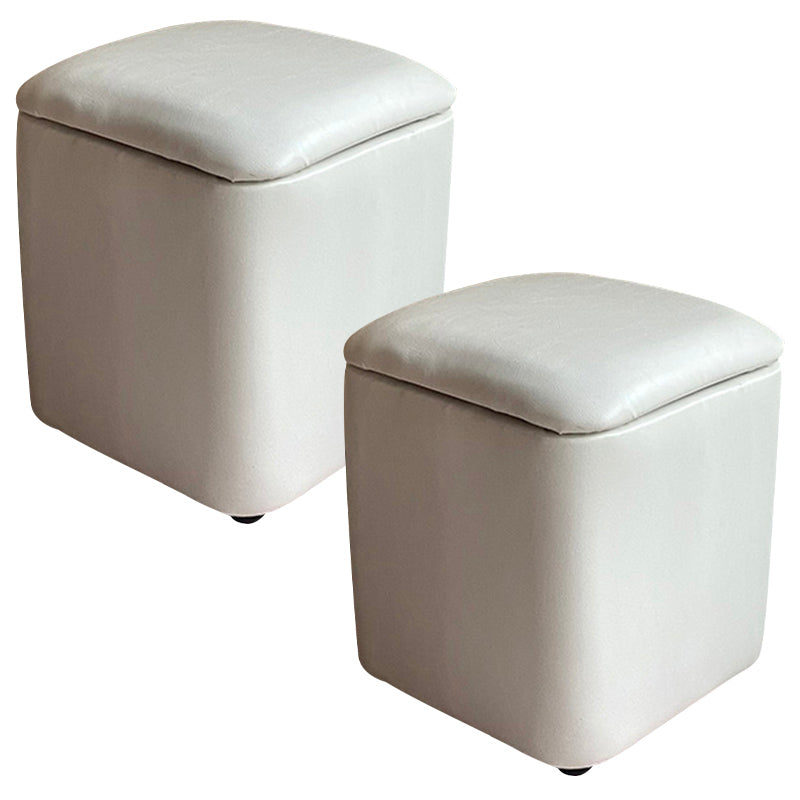 Solid Ottoman Modern Stain Resistant Faux Leather Ottoman with Storage