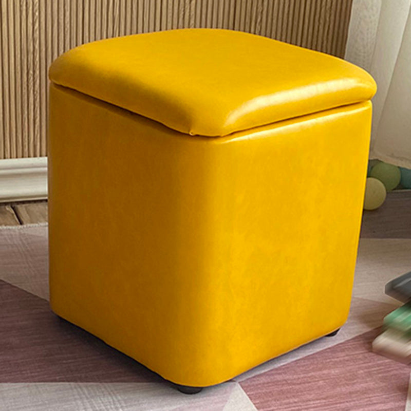 Solid Ottoman Modern Stain Resistant Faux Leather Ottoman with Storage