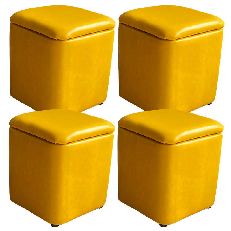 Solid Ottoman Modern Stain Resistant Faux Leather Ottoman with Storage