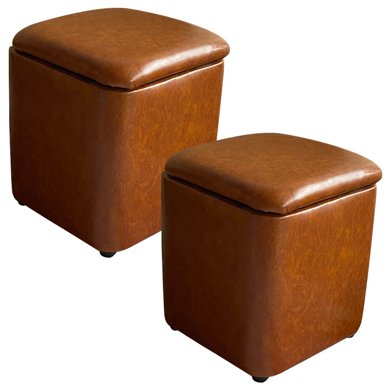 Solid Ottoman Modern Stain Resistant Faux Leather Ottoman with Storage