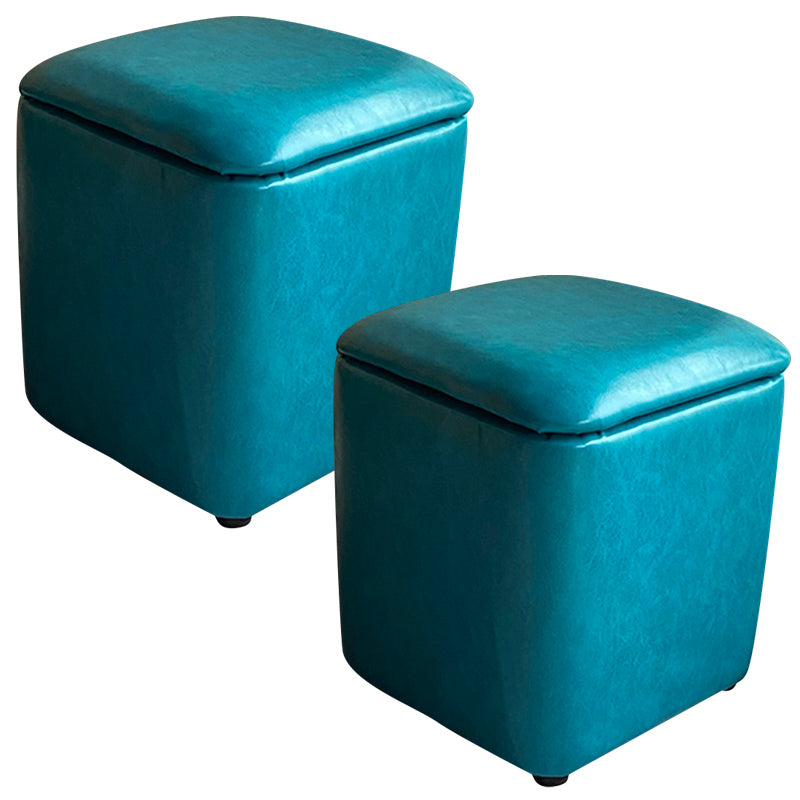Solid Ottoman Modern Stain Resistant Faux Leather Ottoman with Storage