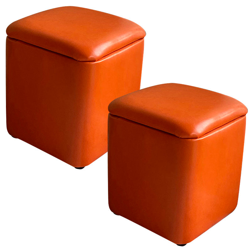 Solid Ottoman Modern Stain Resistant Faux Leather Ottoman with Storage