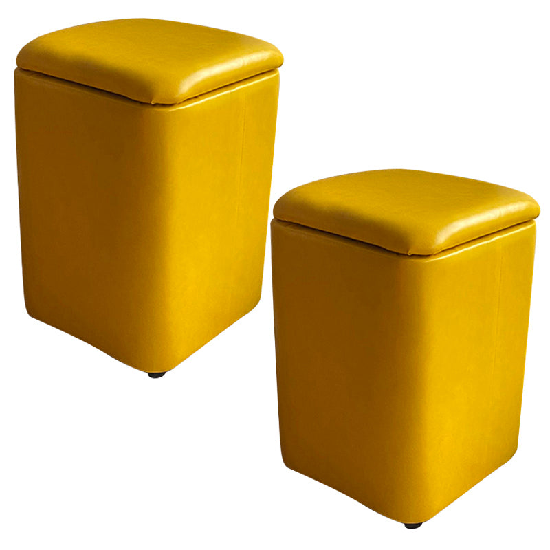 Solid Ottoman Modern Stain Resistant Faux Leather Ottoman with Storage